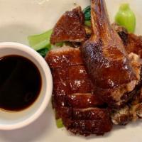 Roast Duck W. Rice (烧鸭饭) · Served with bok choy in our special soy sauce