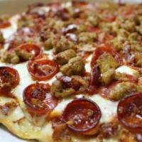 Meat Lovers · Mozzarella cheese. Pepperoni, sausage and bacon.