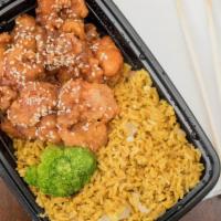 Sesame Chicken (Combo Plate) · Served in a sweet sauce served with sesame seeds.