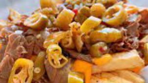 ​Italian Beef & Fries With Hot Peppers · Comes with hot peppers.