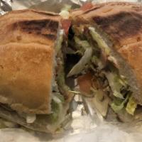 Pollo Torta · Lettuce, tomato, beans, cheese, mayo and avocado.