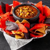 Colorful Corn & Black Bean Salsa · A sweet & spicy creation served with fresh,  fried tortilla chips. We know you’ll love it! A...