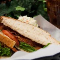 Classic Blt · Premium hardwood smoked bacon, leaf lettuce, sliced tomato and mayonnaise (on the side) on w...