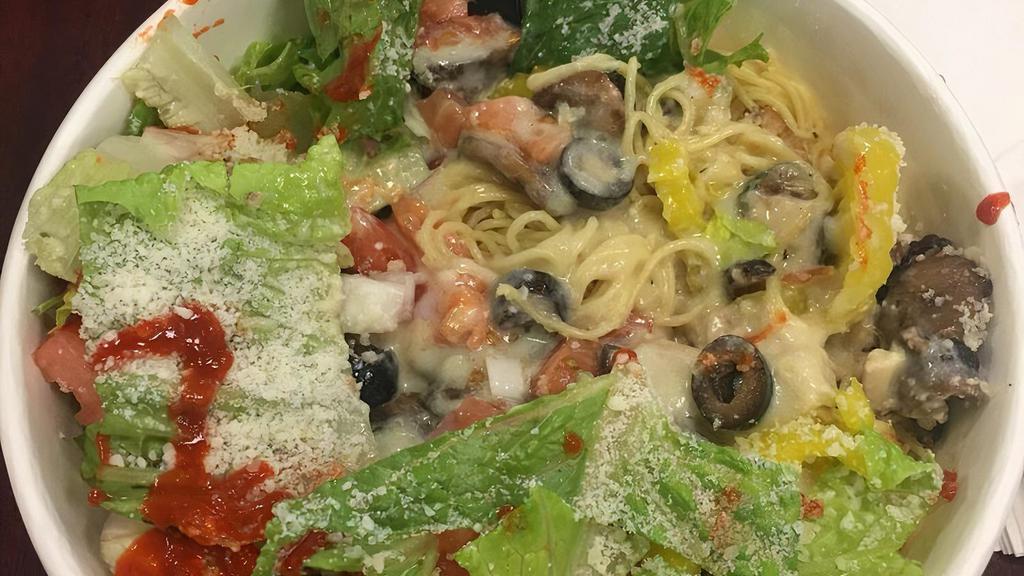 Pasta Bowl · 12 and under. Customized small pasta with any grilled item and small soft drink.