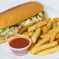 Torta · Mexican bread sandwich filled with beef or chicken, beans, cheese, mayonnaise, Lettuce, toma...