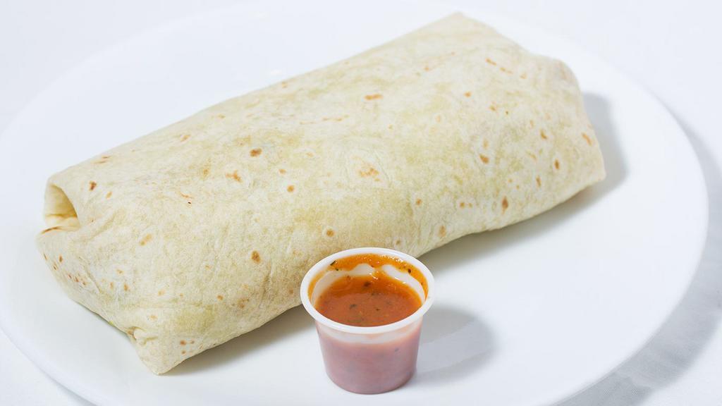 Burrito (Beef) · Beef, cheese, lettuce and churro bean. Side: Rice and fried beans.