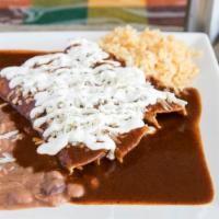 Chicken Enchilada De Mole Plate · 