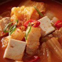 Kimchi Stew · Kimchi, pork and tofu in spicy broth.