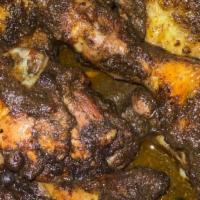 Bbq Jerk Chicken With White Rice · Spicy. Well seasoned chicken parts (Leg, Thigh) with Jerk Seasoning baked and broiled then b...