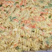 Pasta Salad · Rotini pasta cooked then mixed with mayo bell peppers shredded carrots onions with seasoning...