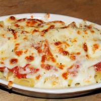 Lunch Baked Mostaccioli · Mostaccioli topped with choice of Meat or Marinara Sauce, Melted Mozzarella Cheese and serve...