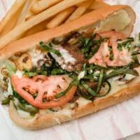 Philly Cheese Steak Sandwich Combo · Green peppers, onion, mushrooms, lettuce, tomatoes, Swiss cheese and mayonnaise. With a side...