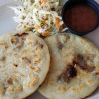 2 Pupusas Lunch Special · Corn dough filled with the flavor of your choice.
