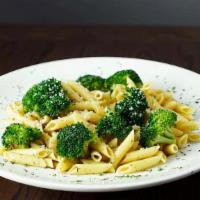 Penne Broccoli Pasta · Pasta with olive oil, lots of garlic and broccoli. Served with marinara or meat sauce, garli...