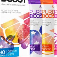 Pure Boost Antioxidant Energy Mix · Comes with a cup of ice water, flavor pick is random depending on what's in stock.