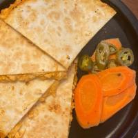 Medium Quesadilla · It comes with 2 corn tortillas. Your favorite meat, cheese, sour cream. Carrots with jalapeñ...