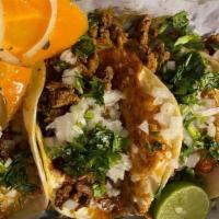 Street Tacos · It comes with 2 corn tortillas, your favorite meat, onion, cilantro and carrots with jalapeñ...