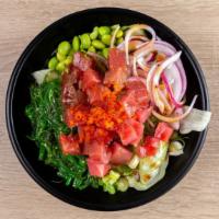 Maui · Tuna, Hawaii style tuna, edamame, seaweed, scallion, masago, red onion, Ono soy, Yuzu.