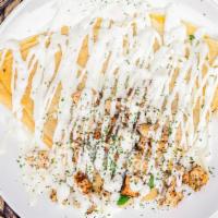 Chicken Florentine Crepe · Served with seasoned grilled chicken, cheese, fresh spinach and buttermilk ranch topping.