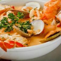 Caldo De 7 Mares · Seven seas soup. Soup with catfish, oysters, clams, mussels, shrimp, octopus and crab legs. ...