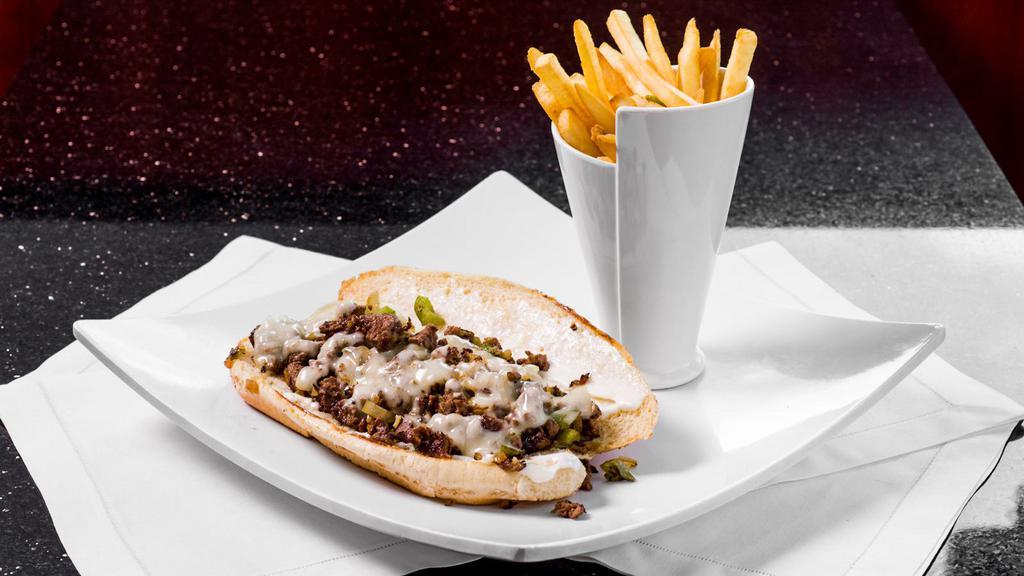 Philly Steak Sub · Philly steak, swiss cheese, grilled onion, and pepper mayo.
