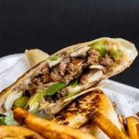 Philly Steak Wrap · Beef sirloin sautéed with our house seasoning., onions, mushrooms  green peppers, and Worces...