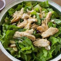Cranberry Almond Salad · Fresh romaine lettuce, grilled chicken, cranberries and sliced almonds