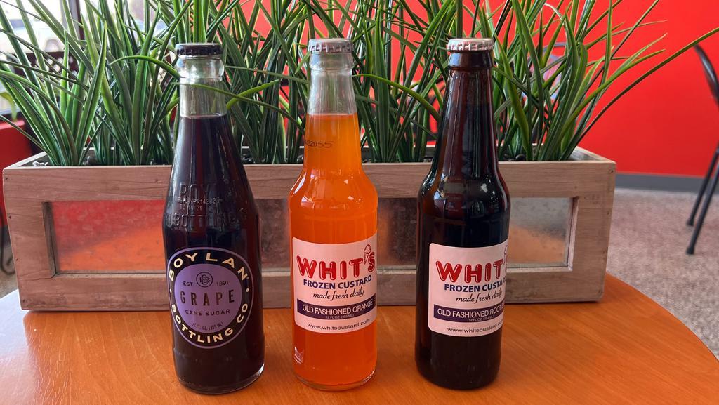 Glass Bottle Soda · Whit's Root Beer, Whit's Orange or Boyland's Grape Soda
