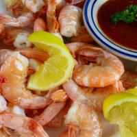 Boiled Gulf Shrimp · Served hot or cold, with cocktail sauce.