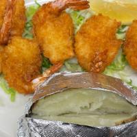 6 Jumbo Fried Shrimp · Includes small salad and bread with choice of fries, rice or baked potato.