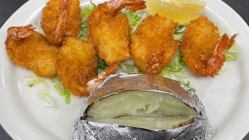 6 Jumbo Fried Shrimp · Includes small salad and bread with choice of fries, rice or baked potato.
