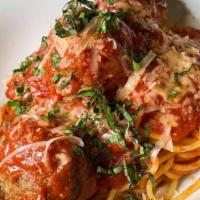 Spaghetti And Meatballs · Three jumbo meatballs made of beef, veal, pork, and other secret ingredients. Served with ho...