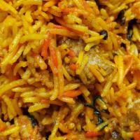 Medley Biriyani  [ Gf ] · Spiced basmathi rice cooked with chicken, lamb & shrimp masala. Comes with Raita and pickle.