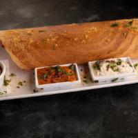 Mysore Masala Dosa · Traditional rolled south Indian 'crepe' filled with special spicy and tangy Kashmiri red chi...