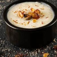 Rice Kheer · Classic Indian rice pudding made with Basmati rice, flavored with cardamom, saffron, golden ...