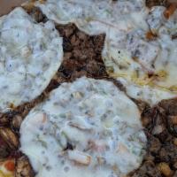 Philly Steak And Cheese Pizza · Philly steak and cheese pizza with bell peppers and onions with the provolone cheese melted ...