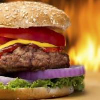 Firehouse Burger · 1/2 Angus Beef patty with buffalo sauce, pepper jack cheese, jalapenos, lettuce, and tomatoe...