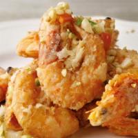 Salt And Pepper Shrimp · Breaded Shrimp with shell on stir-fried with fried garlic, white onion and green bell pepper...