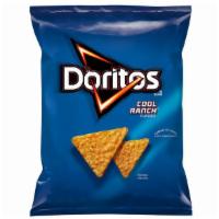 Cool Ranch Doritos · Made with whole corn and seasoned with hints of onion, garlic, tomato and spice that merge t...