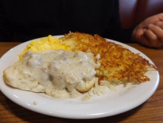 Biscuits & Gravy · Southern biscuits topped with homemade. sausage gravy. Served with hash. browns and two eggs, any style
