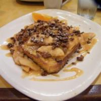 Apple Pecan French Toast · Topped with caramelized apples and roasted pecans