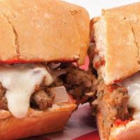 Meatball Sub Sandwich · Fontanini brand meatballs served hot with melted provolone cheese, green peppers, onions, ca...