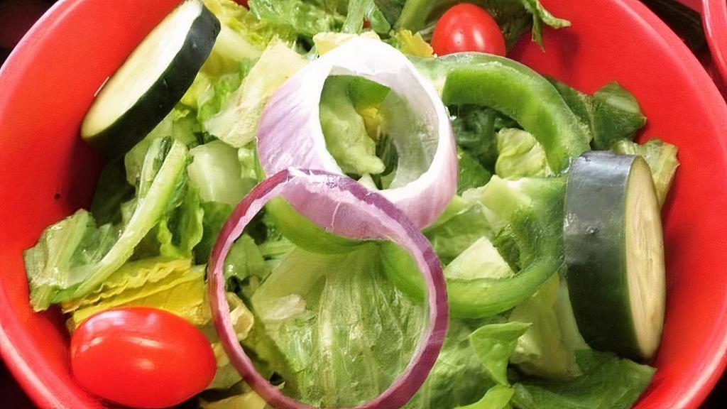 Tossed Salad · Fresh cut lettuce, tomatoes, cucumbers, carrots and red onions. choice of dressing on the side.