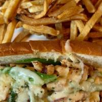 Chicken Philly · Grilled Chicken breast sliced, caramelized onions, mushrooms, green pepper, & mozzarella che...