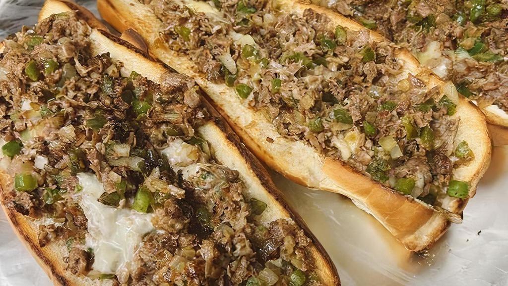 Philly Steak (Sandwich) · Cheese, onion, green peppers, mayo.