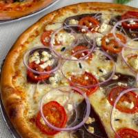 Greek Italia · Bianco Sauce (Garlic Butter), Mozzarella Cheese, Feta Cheese, Seasoned Lamb, Fresh Tomato, R...