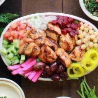 Chicken Kabob Bowl · Tender cubes of marinated chicken breast then charbroiled. Halal.