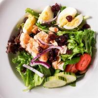 The Zen Salad · Served with hard boiled egg, mixed green, red onion, tomato, cucumbers, and home made ginger...