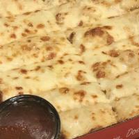 Chubby Cheese Bread · 12 pieces bread topped with cheese, garlic butter and parmesan, comes with dipping sauce.