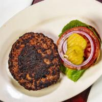 Smokehouse Burger · 1/3 lb seasoned Black Angus Beef patty with lettuce, tomato, onion and pickle on a grilled b...